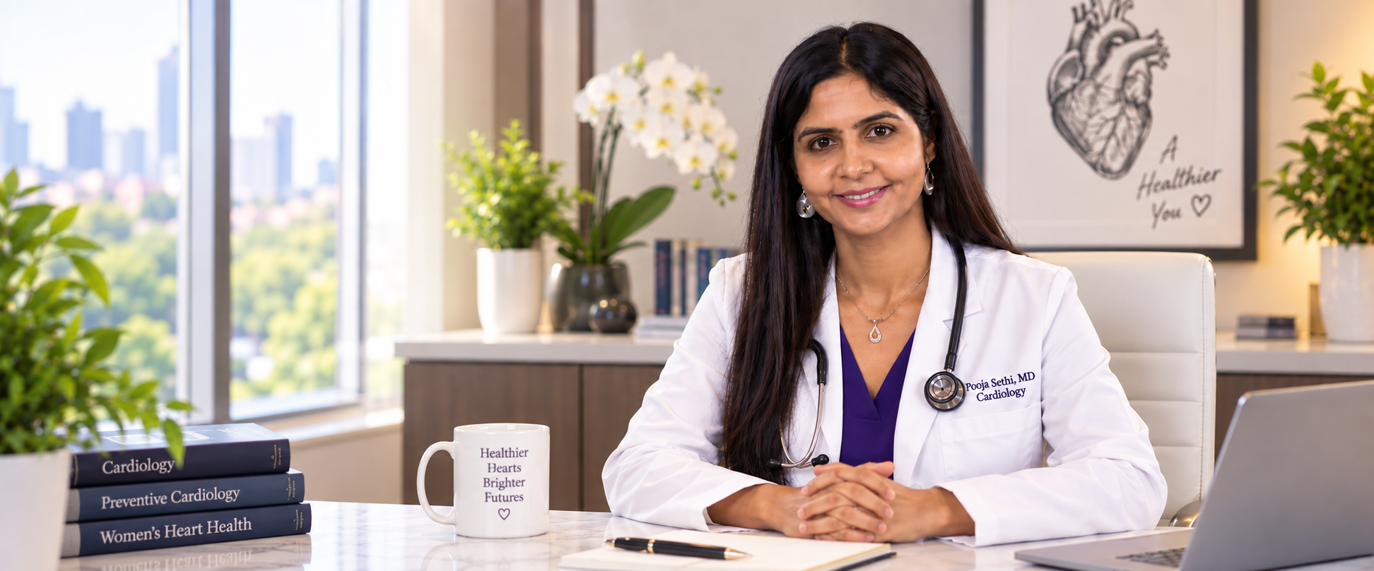 Dr. Pooja Sethi in a cardiology office